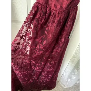 New Lulus Always With You Burgundy Floral Embroidered Organza Maxi Dress sz S thumbnail 11