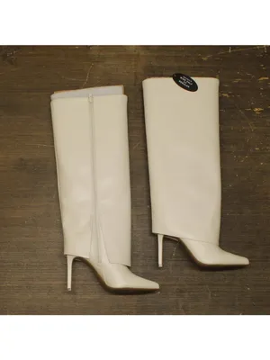 NWT INC International Concepts Cuff Pointed-Toe Dress Boots White Smooth 5M thumbnail 2
