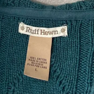 Ruff Hewn Y2K Teal Cable Knit Sweater Size Large Teal Chunky Academia Hoodie Gilmore Girls thumbnail 6