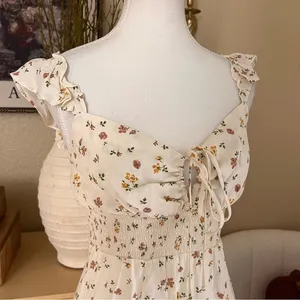 REFORMATION Emmaline Yellow Floral Print Smocked Mini‎ Dress 0 thumbnail 2