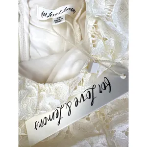 For Love & Lemons - Lace Rose Choker Long Sleeve Mini Dress in Ivory thumbnail 4