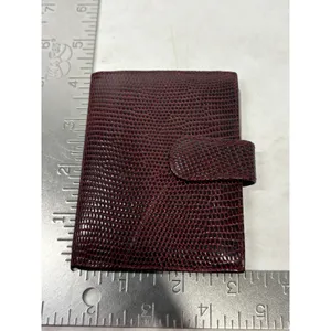 Lederer Italy Vintage Burgundy Lizard Embossed Leather Photo Card Holder‎ Wallet thumbnail 4