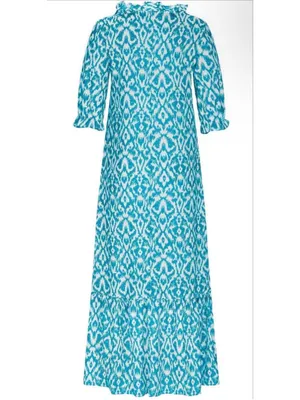 NEW Floral Loose Lightweight Beach 3/4 Ruffle Sleeve Maxi Dress V Neck A Line M thumbnail 3