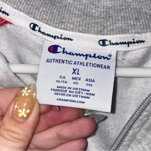 Champion Gray and Red Quarter Zip Sweater thumbnail 5