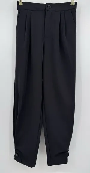 Dazy Baggie Ankle Pants Womens Large Black Pleated Front Minimalist Basic Slacks thumbnail 1