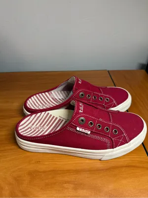 Taos EZ Soul Slip On Canvas Sneaker‎ Shoe Backless Red Comfort Loafer Mule W7.5 thumbnail 3