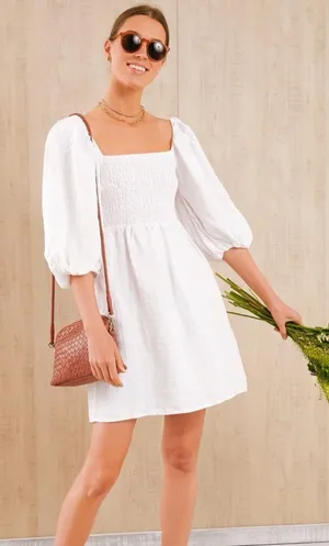 Tuckernuck Annie linen Dress in white thumbnail 1
