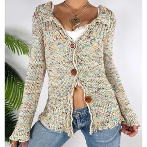 BCBGMAXAZRIA XL Multicolor Knit Cardigan Boho Chunky Sweater Button Up Fairy thumbnail 1