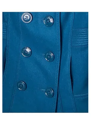 Miss Sixty ☻︎ Wool Double Breasted Pea Coat w/ Stitch Detail ☻︎ Aegean Blue ☻︎ S thumbnail 13