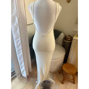 Monday Swimwear White Knit Sheer Open Back Dress Cover Up Resortwear Size P XS thumbnail 2