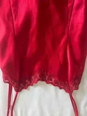 Red Satin Lace Dress Size M thumbnail 4