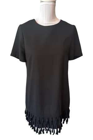 Aqua Little Black Dress Fringe Trim Size S thumbnail 1