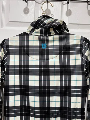 Burton DryRide Plaid Fleece Lined Hooded Jacket Ski Black Blue Long Sleeve Small thumbnail 2