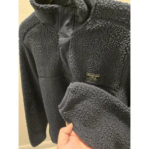 ​Abercrombie & Fitch Sherpa Fleece Pullover Snap Mock Neck Sweater Navy Blue S thumbnail 6