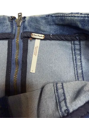 🦋 Free People Denim Mini Skirt Size 4 Blue Stretch Seamed Y2K Boho 🦋‎ thumbnail 5