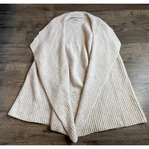 Womens LOFT sleeveless sweater draped vest oatmeal knit shawl cozy size M/L‎ thumbnail 2