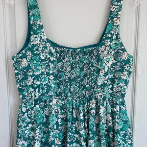 Band of‎ the Free Anthropologie Teal Floral Smocked Mini Dress Boho L thumbnail 8