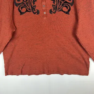 Harley-Davidson Womens 3W Rust Orange Space Dye Hooded Henley Flocked Top 2014 thumbnail 7