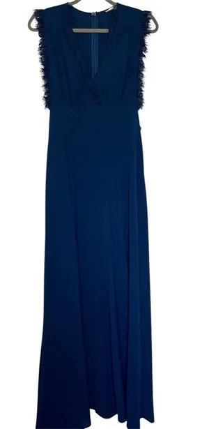 Altar'd State Size Med Navy Blue Maxi Dress Sleeveless Lace Details Tie Back Zip thumbnail 1