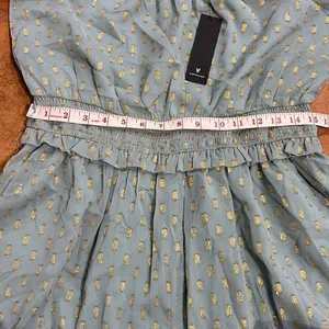 NWT Lulu’s Touch of Glam Dusty‎ Blue Dotted Off-the-Shoulder Mini Dress size L thumbnail 15