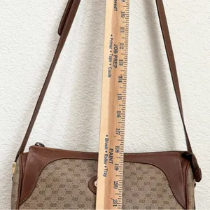 Vintage GUCCI Micro GG Supreme PVC Canvas Brown Leather Trim Shoulder Bag thumbnail 10