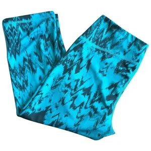 Z by Zella Womens Leggings Sz S Ikat Print Teal‎ Black Tie Dye Look Capri Length thumbnail 2