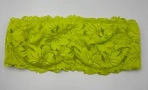 Aerie Bandeau Bra 32D Neon Yellow‎ Green Lace Strapless Floral NWT Rave Summer thumbnail 1