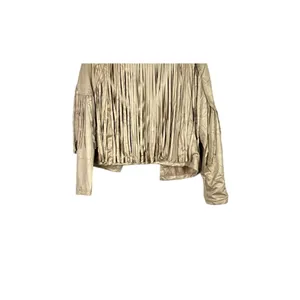 NEW! Western Fringe Soft Faux Suede Open Style Lined Jacket Coat M Light Tan thumbnail 10