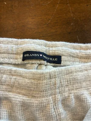 Brandy Melville Anastasia Waffle Sweatpants Wide Leg Gray One Size thumbnail 2