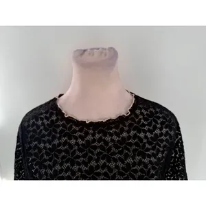 Zara Women’s Small Black Floral Lace Sheer Short Sleeve Blouse Top Romantic thumbnail 3