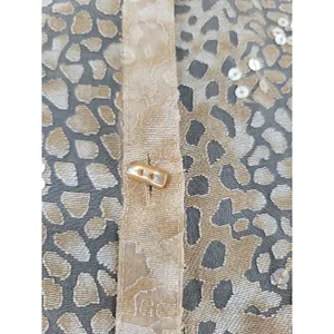 Sheer Gold Leopard Print Top Sequin Party‎ Holiday Layering Indie Sleaze Size S thumbnail 4