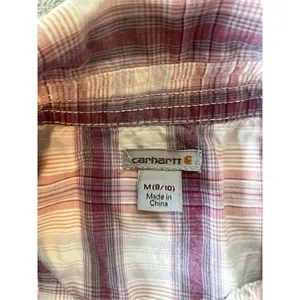 Carhartt Huron Cream Berry Red Pink Plaid Button Down 3/4 Sleeve Shirt Medium thumbnail 3