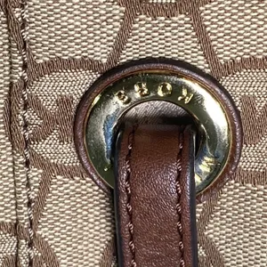Michael Kors Tote Bag Purse Womens Large Tan Brown Signature Monogram Wallet Set thumbnail 9