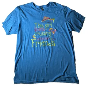 District Made Cruising with Friends T-shirt Women's XL Blue Graphic Print Top thumbnail 1