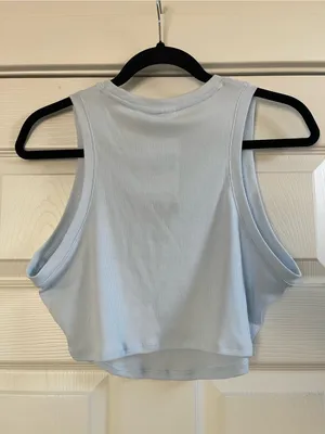 NWT Women’s Nike Cropped Ribbed Tank Top Light Blue Size M thumbnail 2