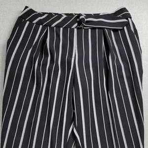 Nine.Eight Womens Pant Size 6 Black White Striped Belted Cropped Career Business thumbnail 8
