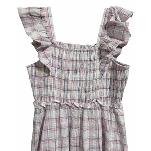 English Factory Plaid Midi Dress W/Ruffles White/Purple Women's Size‎ Small thumbnail 4