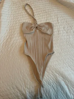 ZARA Tan Halter Bodysuit thumbnail 1