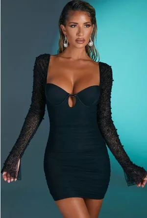 Oh Polly Mini Dress Embellished Long Sleeve St. Germain thumbnail 1