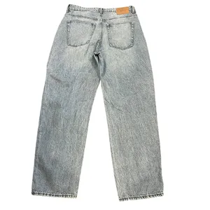 H&M &Denim Distressed Ultra High Waist 90’s Baggy Jeans Light Wash US 12/EU 44 thumbnail 2