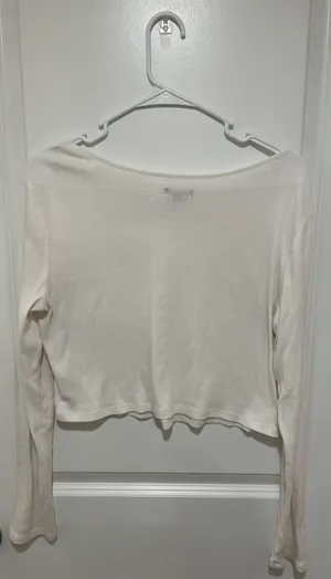 Wild Fable White Long Sleeve Crop Top thumbnail 2
