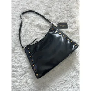 Crossi New York Black Shoulder Bag Faux Leather Studded Y2K Purse Gold Hardware thumbnail 3