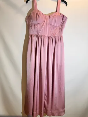 Aureta Showstopper Lilac Satin Corset Sweetheart Strappy Midi Dress Size L thumbnail 3