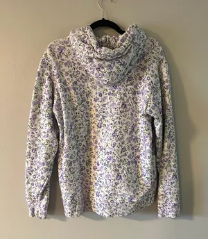 Purple Floral Print Hoodie August 2021 Collection thumbnail 3
