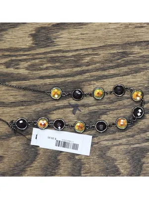 NWT Guess Womens Fashion Stone Pull Adjustable Necklace Black / Green thumbnail 3