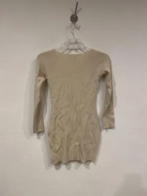 BABYBOO Nada Dress Womens Large Beige Knit Bodycon Mini 3/4 Sleeve thumbnail 5