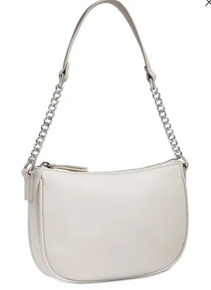 INC Satchel Style Bag silvertone chain strap in Bone 9.5” x 6” x 1.75” thumbnail 1