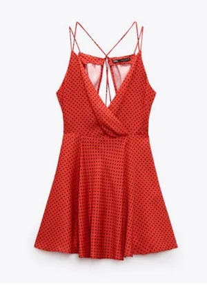 Zara Polka dot mini dress red medium thumbnail 5