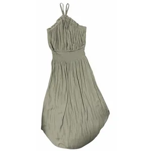 Miou Muse Halter Neck Ruffle Dress Khaki Green Women's Size‎ Medium thumbnail 2
