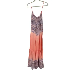 VENUS Size 18 Coral Blue Paisley Maxi Dress Boho Tie Front Tiered Resort thumbnail 2